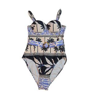 TFY Collection One piece swimsuit belted front molded cups Size L‎ New